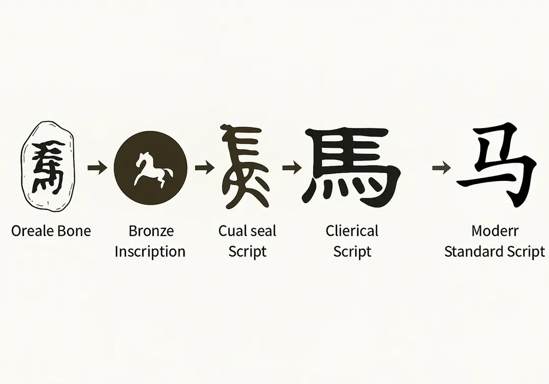Evolution of Chinese Characters from Oracle Bone to Modern Script