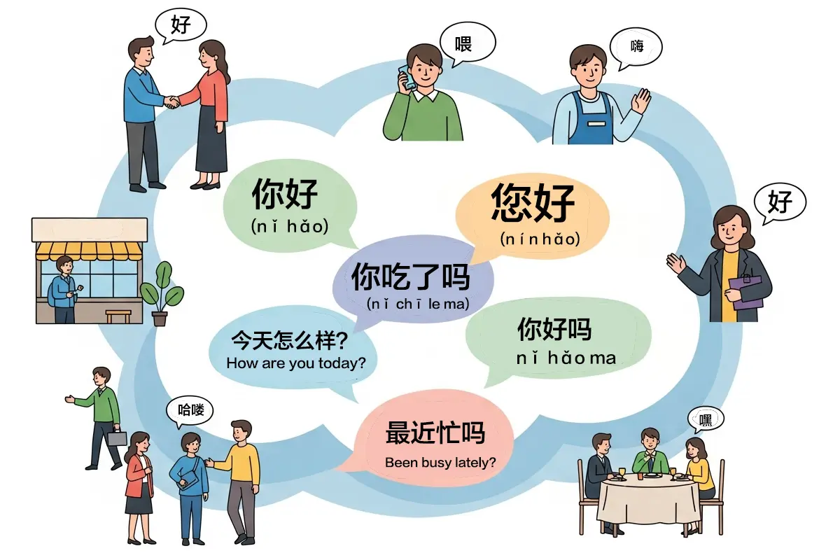 how do chinese people say hello in daily life