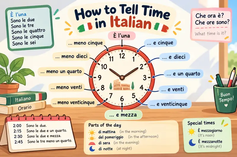 How to tell time in Italian with hours, minutes, and everyday examples
