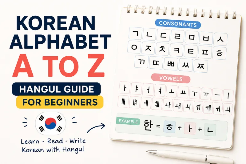 Korean alphabet A to Z Hangul chart for beginners
