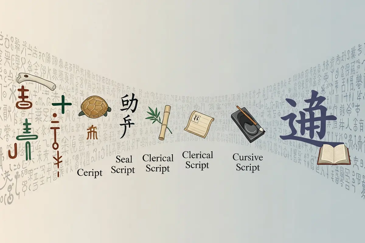 Ancient and modern Chinese characters side by side