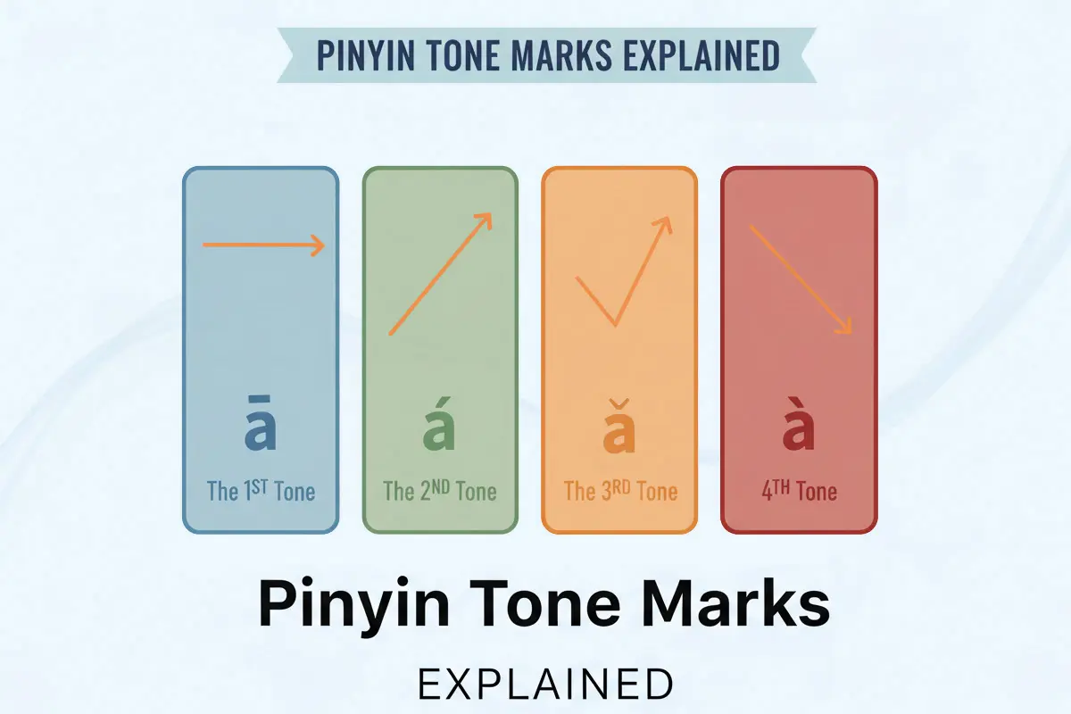 Pinyin tone marks explained visually with Mandarin tones