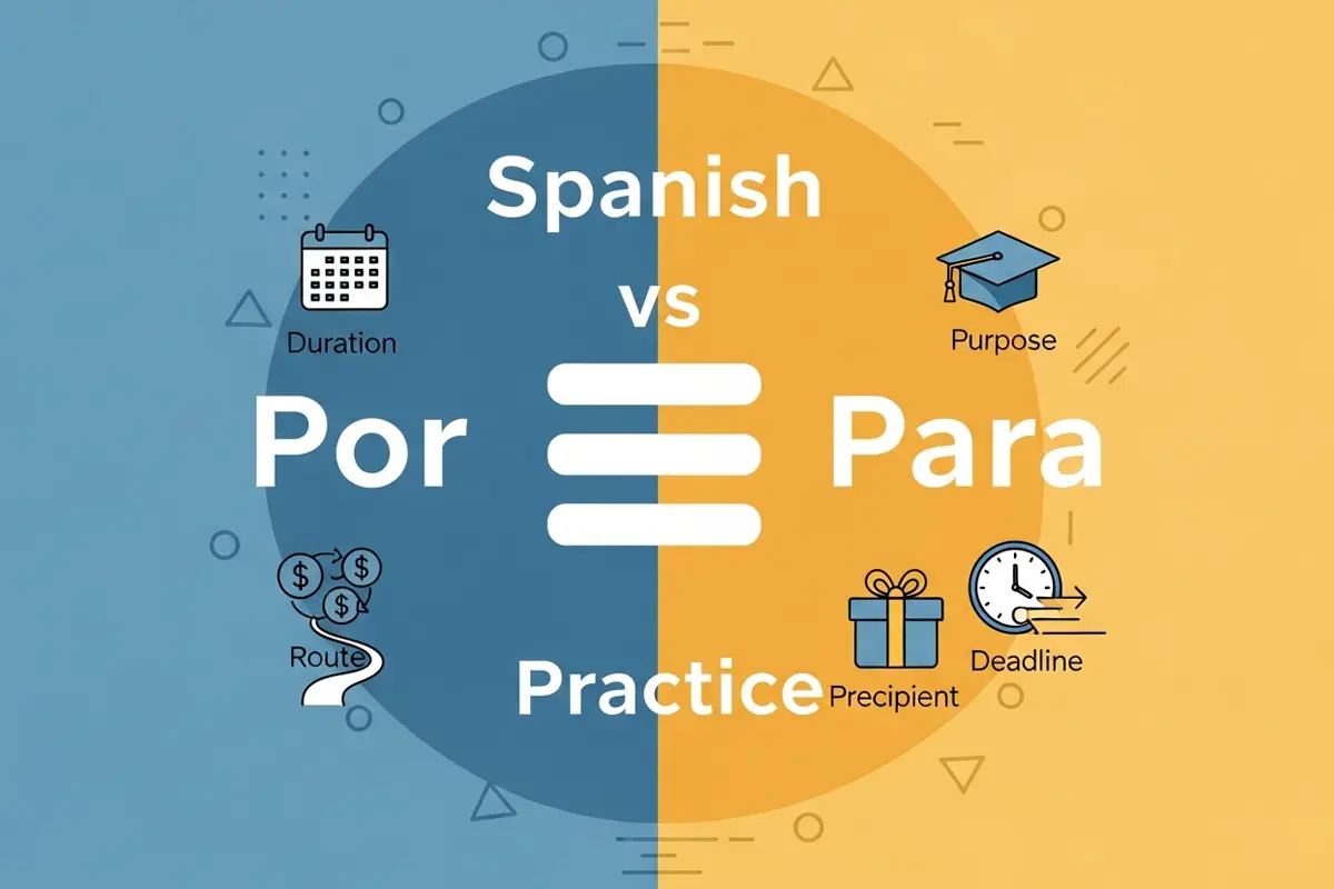Spanish por vs para practice with rules, examples, and exercises