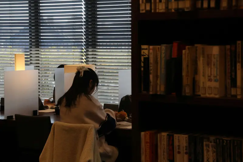 A woman sitting in a chair in front of a window reading